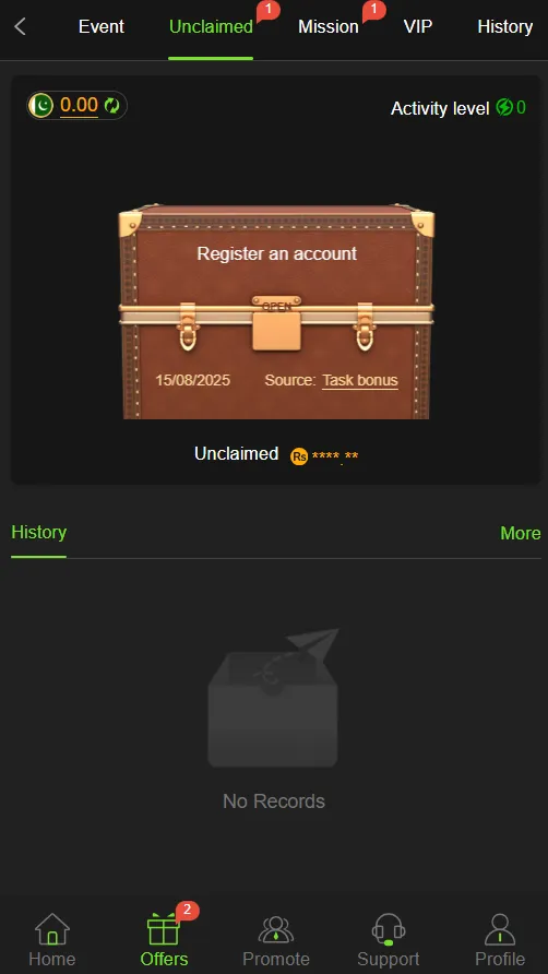 Unclaimed offers and money