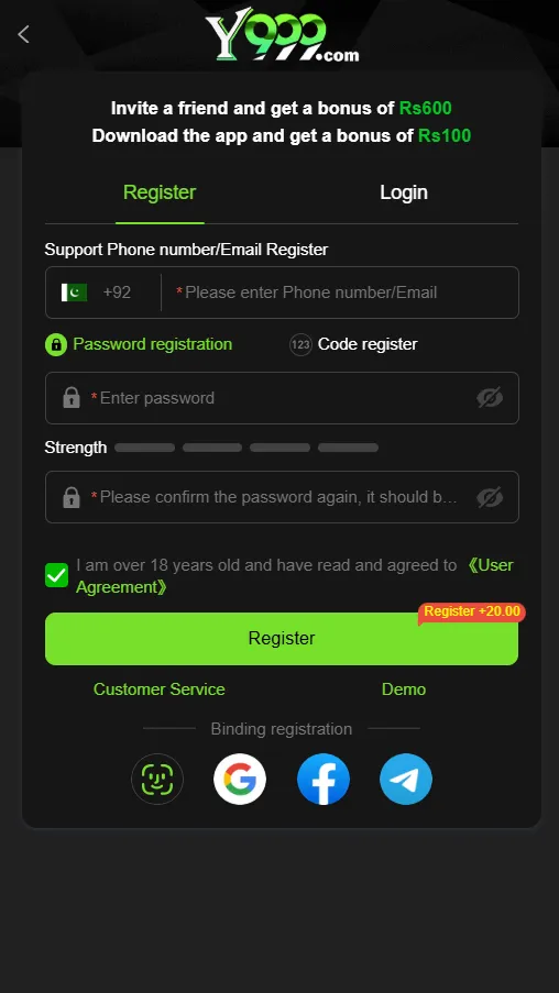 Y999 Registration